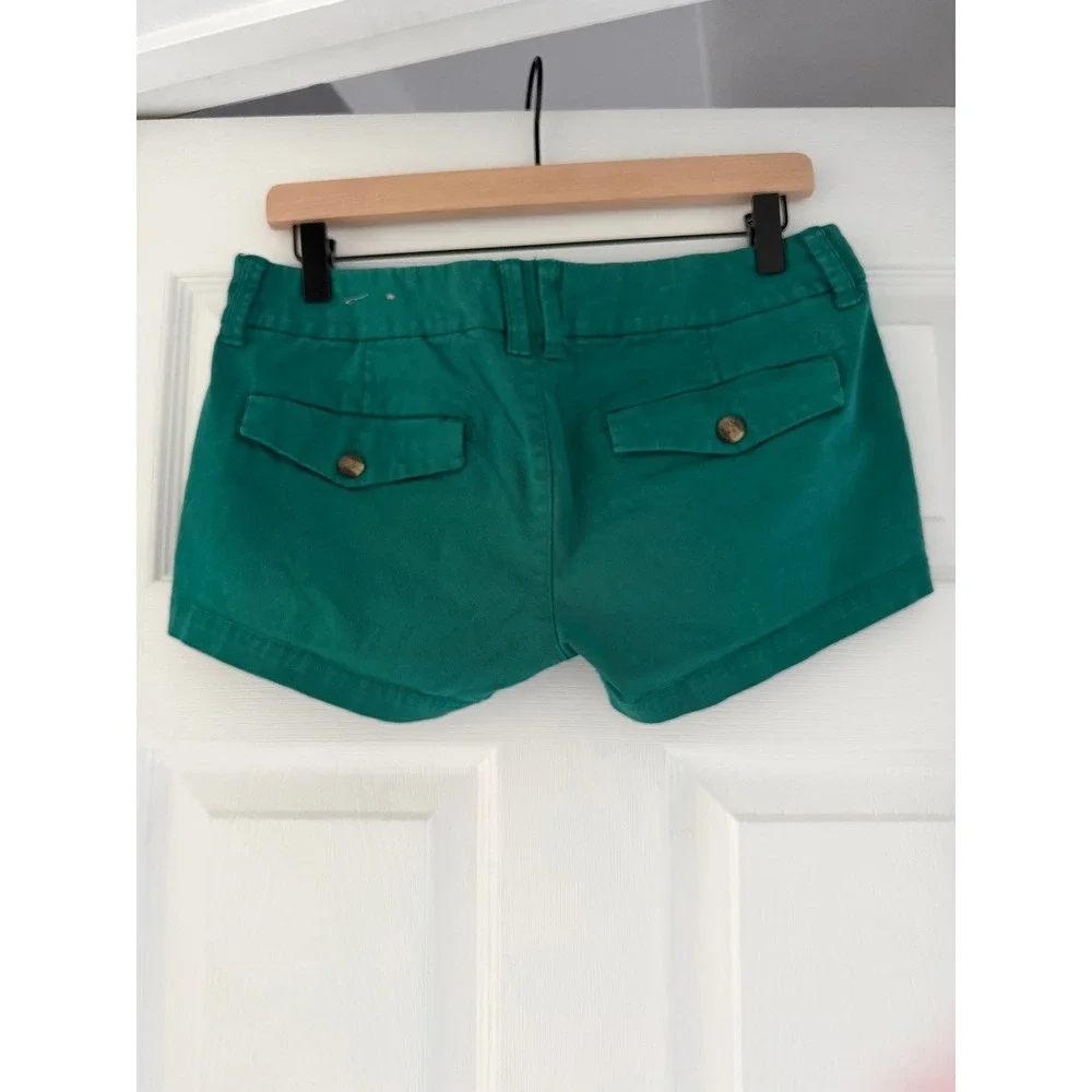 Y2K American Eagle Micro Chino Shortie Shorts Green Retro Preppy‎